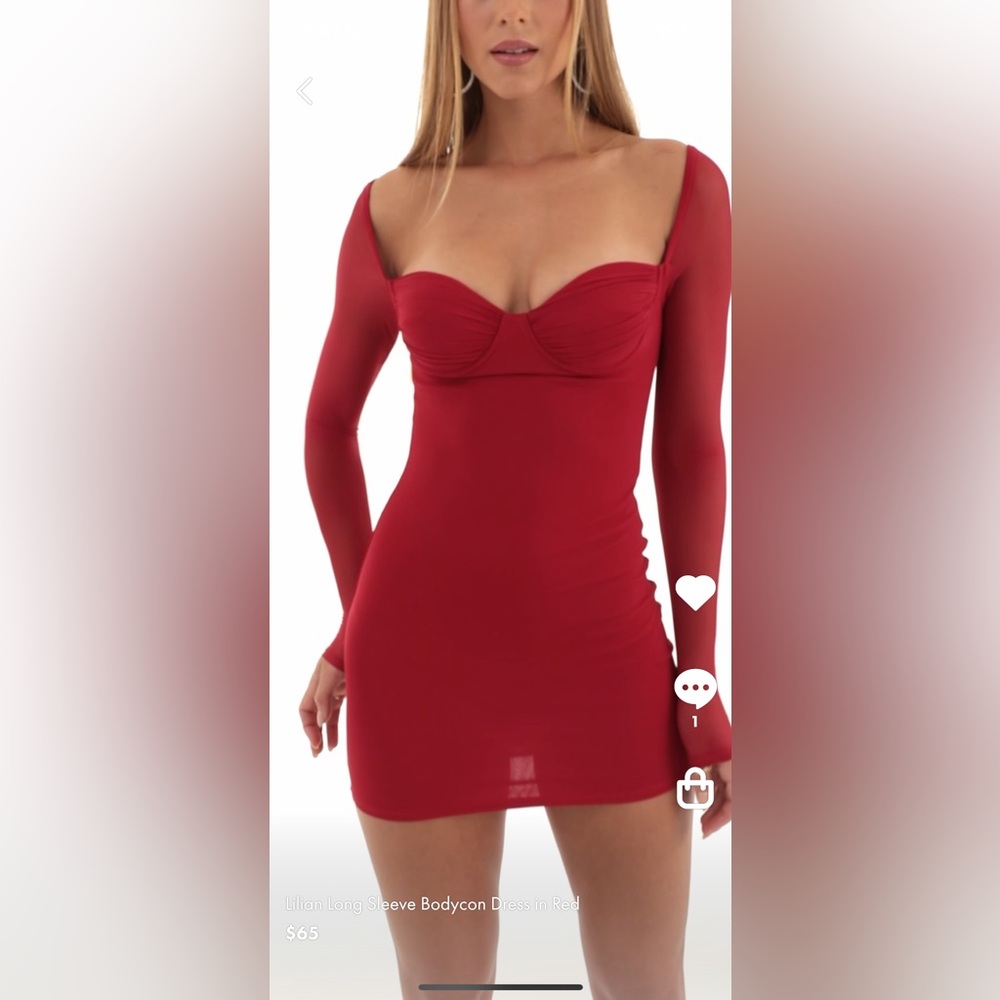 Lilian long sleeve bodycon dress in red